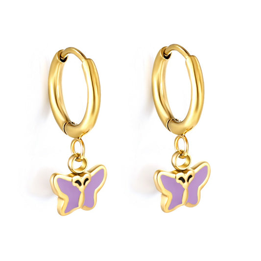 Butterfly Hoops 18K Gold Plated Children's Earrings - Twisty Locks - Kids and Women Hair Accessories, Fashion Clothing and Jewellery India