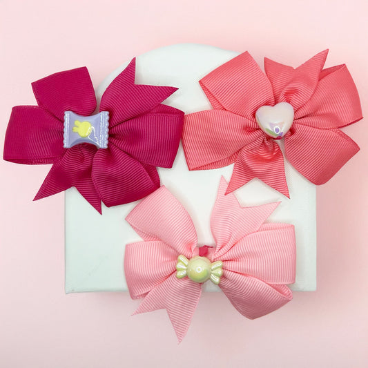 Candy Charms Bow Set – Shades of Pink Set of 3 - Twisty Locks - Kids and Women Hair Accessories, Fashion Clothing and Jewellery India