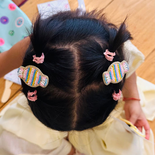 Candy Embroidered Hair Clips Set - Twisty Locks - Kids and Women Hair Accessories, Fashion Clothing and Jewellery India