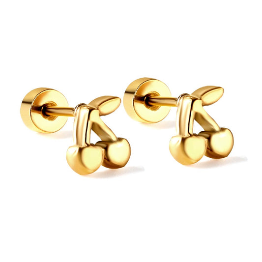 Cute Cherry 18K Gold Plated Children's Earrings - Twisty Locks - Kids and Women Hair Accessories, Fashion Clothing and Jewellery India