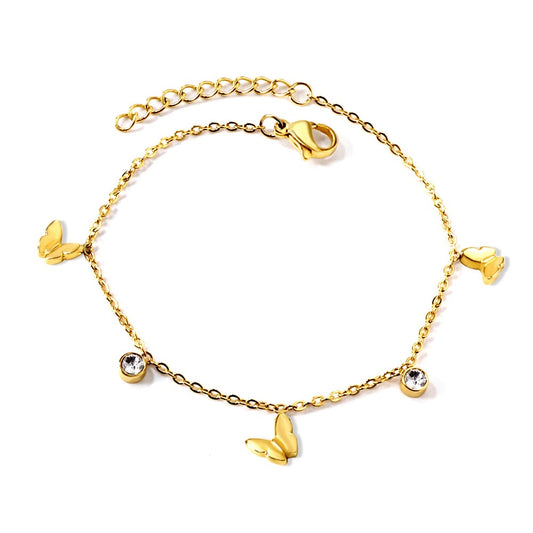 Diamond Butterfly 18K Gold Plated Children's Bracelet - Twisty Locks - Kids and Women Hair Accessories, Fashion Clothing and Jewellery India