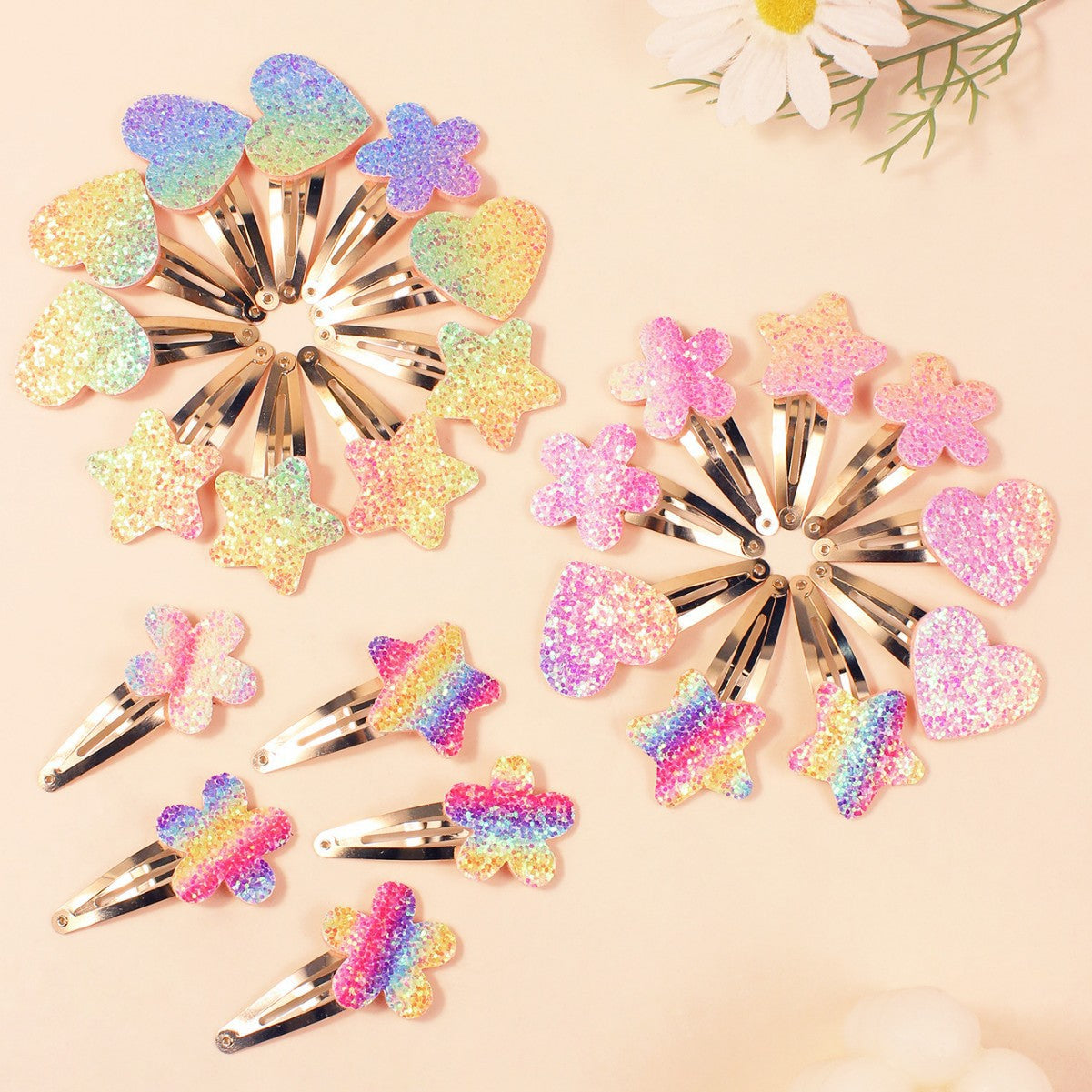 Glitter Sparkle Tic Tac Snap Pins - Set of 6 - Twisty Locks - Kids and Women Hair Accessories, Fashion Clothing and Jewellery India
