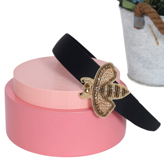 Gold Bee Black Hairband - Twisty Locks - Kids and Women Hair Accessories, Fashion Clothing and Jewellery India