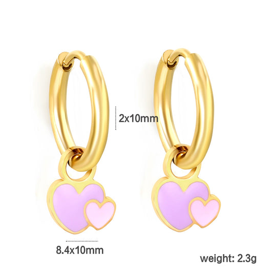 Lavender Hearts 18K Gold Plated Children's Earrings - Twisty Locks - Kids and Women Hair Accessories, Fashion Clothing and Jewellery India