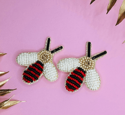 Red Bee Embroidered Hair Clips Set - Twisty Locks - Kids and Women Hair Accessories, Fashion Clothing and Jewellery India