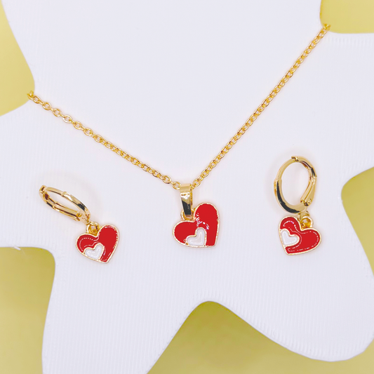 Red Hearts 3 Pc Jewellery Set - Twisty Locks - Kids and Women Hair Accessories, Fashion Clothing and Jewellery India
