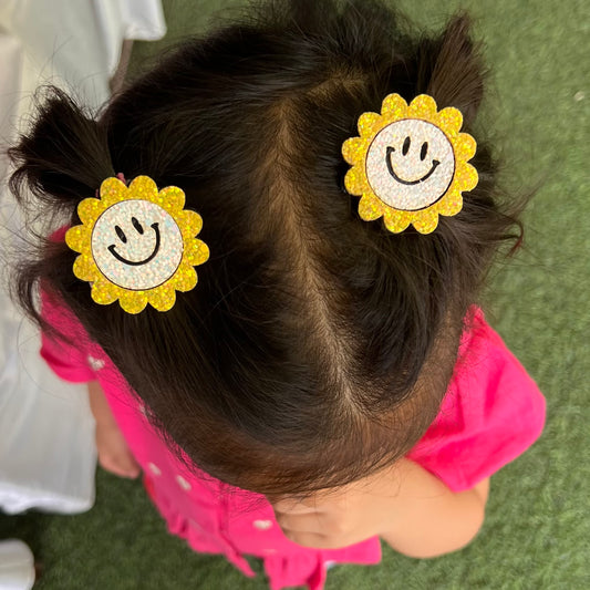 Smiling Sunflower Clips - Set of 2 - Twisty Locks - Kids and Women Hair Accessories, Fashion Clothing and Jewellery India