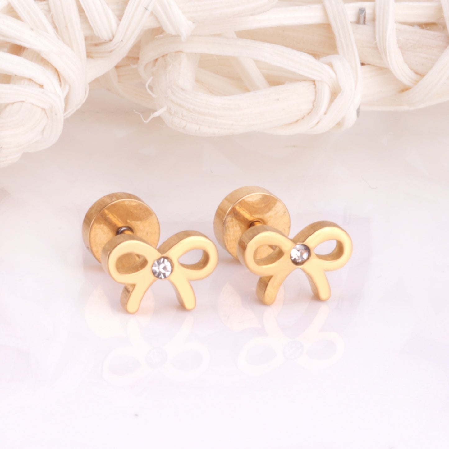 Sparkle Bow 18K Gold Plated Children's Earrings - Twisty Locks - Kids and Women Hair Accessories, Fashion Clothing and Jewellery India