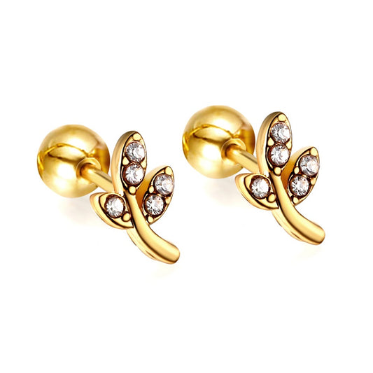 Sparkle Leaves 18K Gold Plated Children's Earrings - Twisty Locks - Kids and Women Hair Accessories, Fashion Clothing and Jewellery India