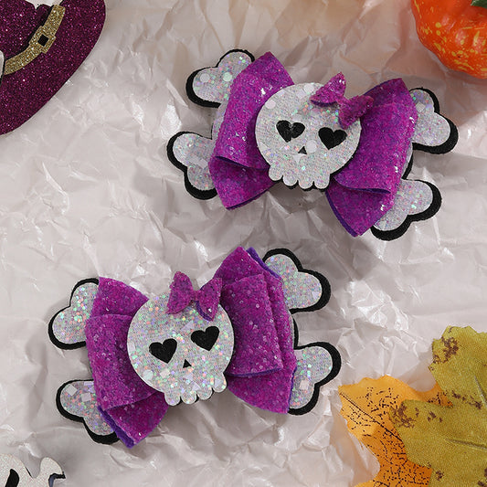 Sparkly Skull Halloween Hair Bow - Set of 2 - Twisty Locks - Kids and Women Hair Accessories, Fashion Clothing and Jewellery India