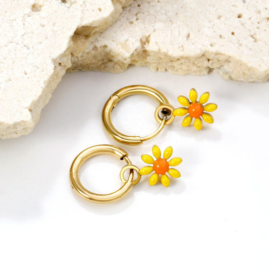 Sunflower Hoops 18K Gold Plated Children's Earrings - Twisty Locks - Kids and Women Hair Accessories, Fashion Clothing and Jewellery India