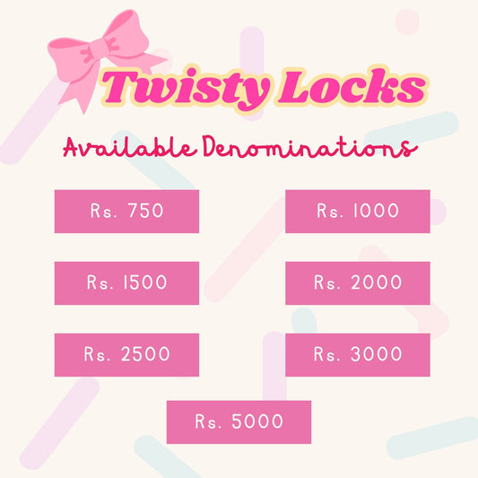 Twisty Locks Gift Card - Twisty Locks - Kids and Women Hair Accessories, Fashion Clothing and Jewellery India