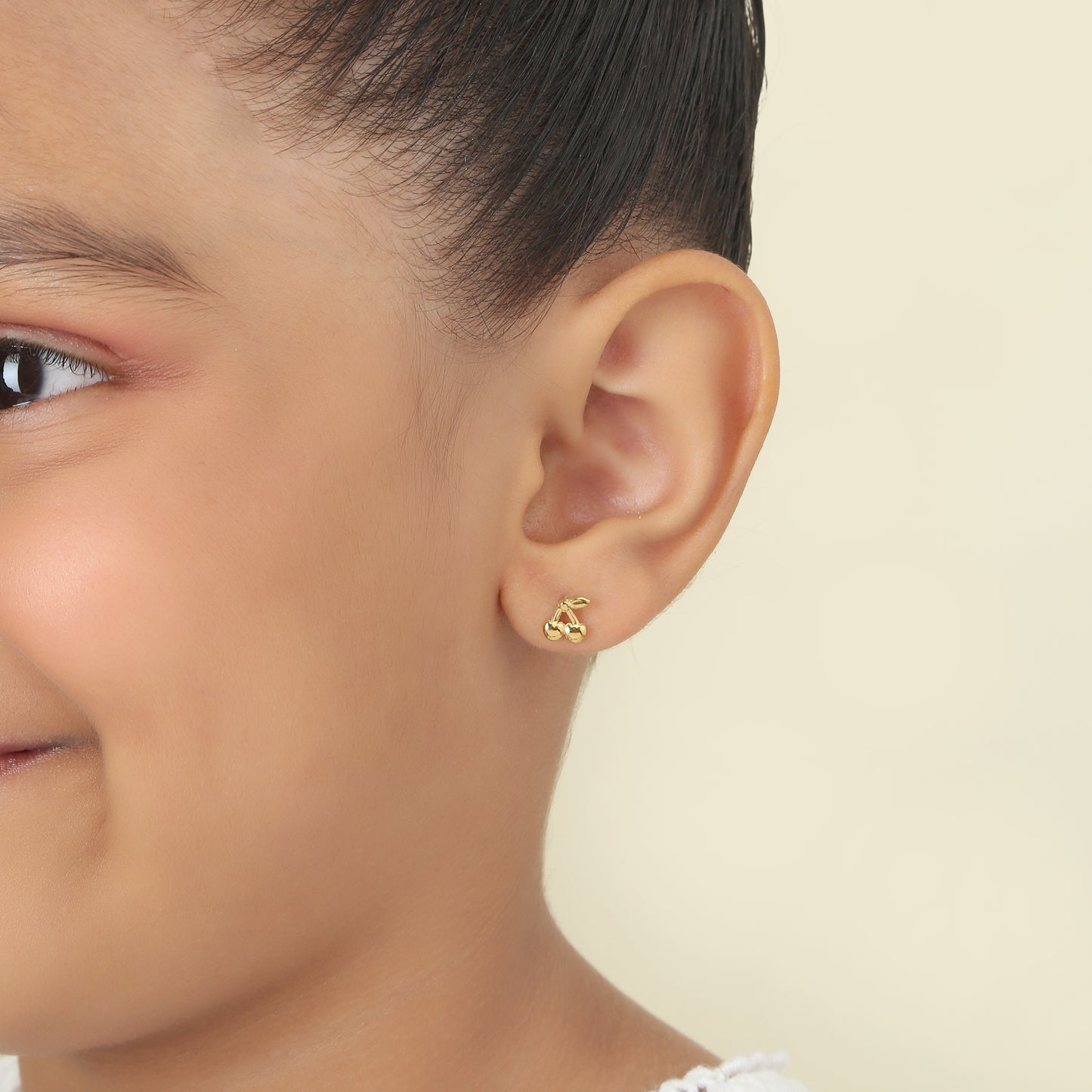 Cute Cherry 18K Gold Plated Children's Earrings