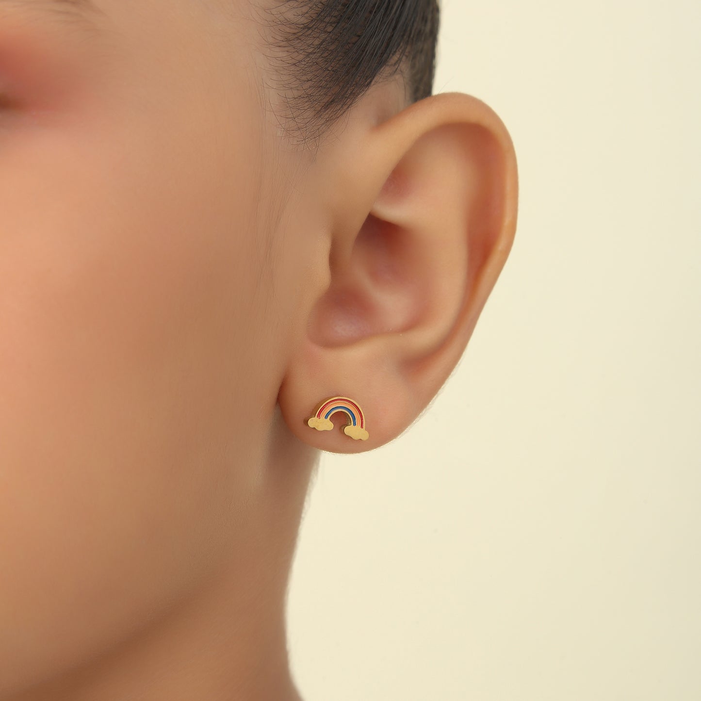 Rainbow Cloud 18K Gold Plated Children's Earrings