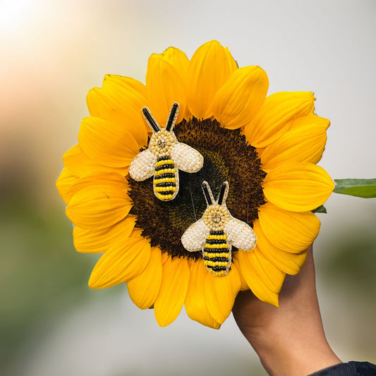 Yellow Bee Embroidered Hair Clips Set - Twisty Locks - Kids and Women Hair Accessories, Fashion Clothing and Jewellery India