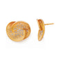 Spiral CZ Disc Stud 18K Gold-Plated Earrings