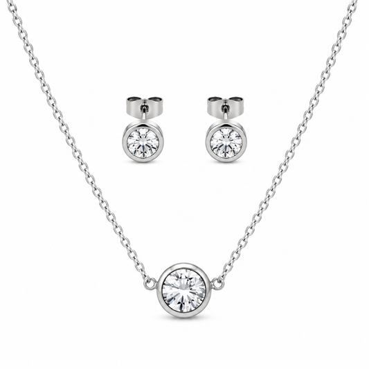 Floating Solitaire CZ Jewellery Set (3 Pcs)