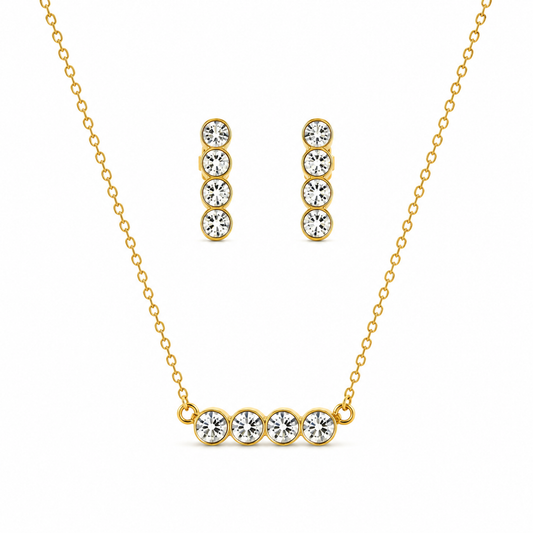 Crystal Bar 18K Gold-Plated Jewellery Set (3 Pcs)