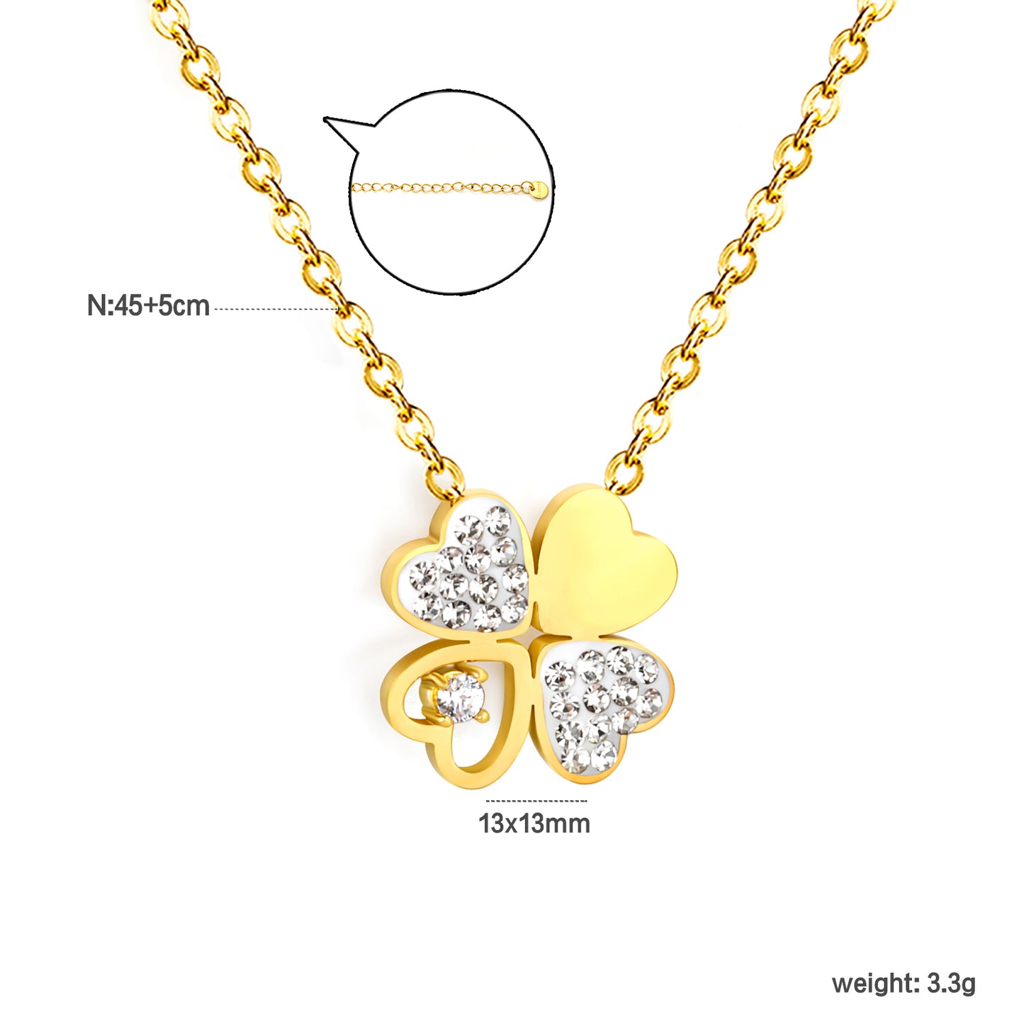 Four-Leaf Heart CZ 18K Gold-Plated Necklace