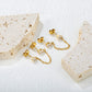 Double CZ Chain-Link Stud 18K Gold-Plated Earrings
