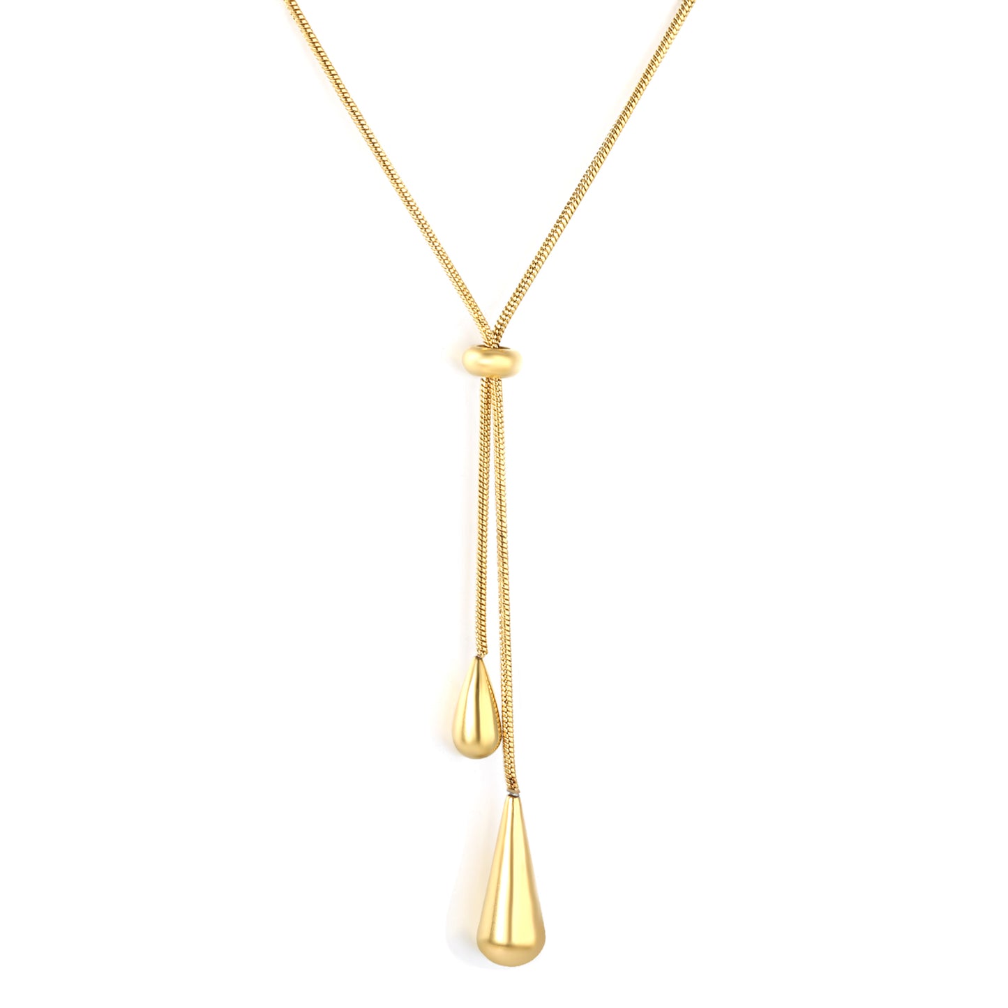 Double Teardrop Lariat 18K Gold-Plated Necklace