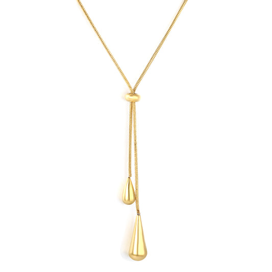 Double Teardrop Lariat 18K Gold-Plated Necklace