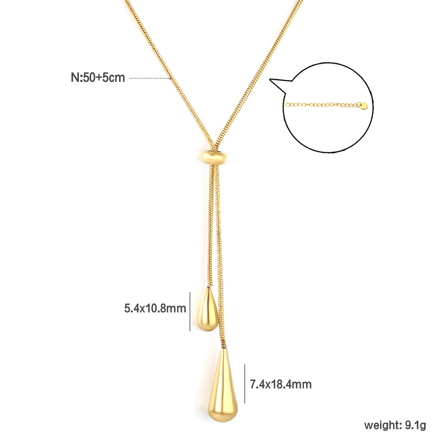 Double Teardrop Lariat 18K Gold-Plated Necklace
