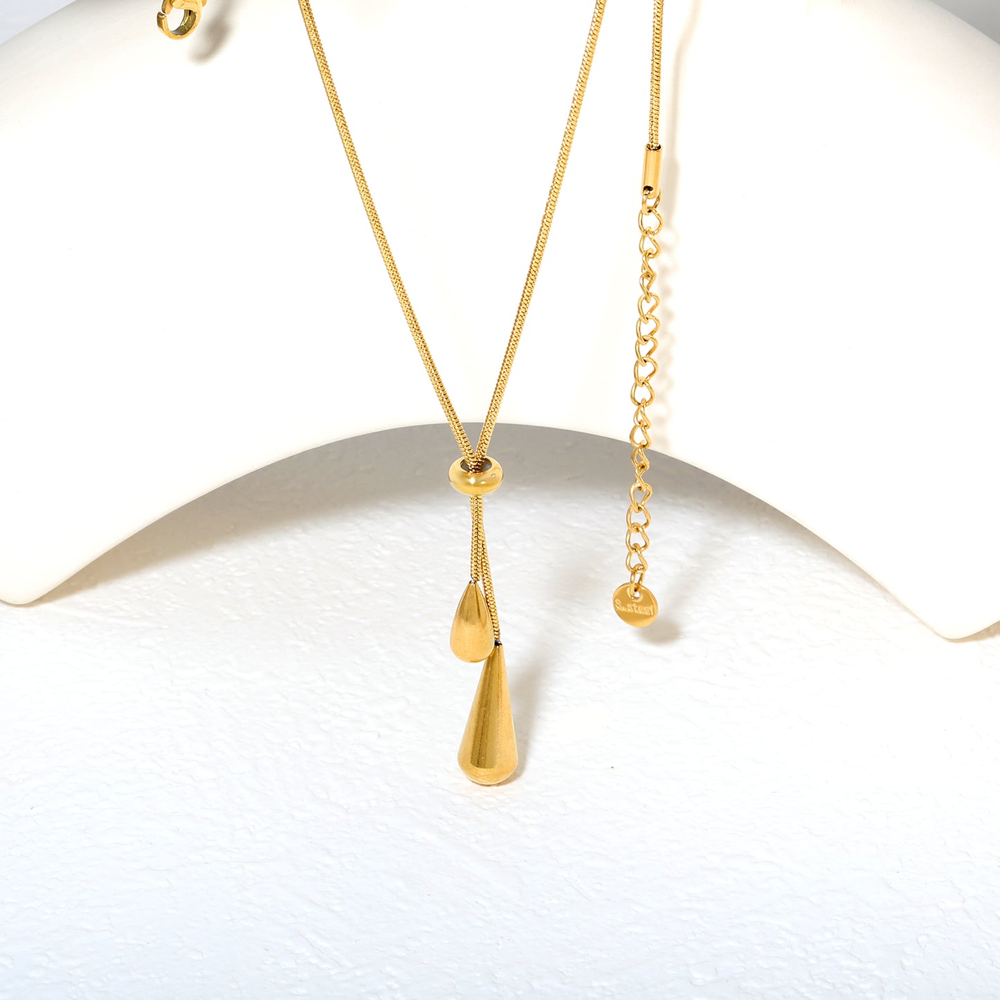 Double Teardrop Lariat 18K Gold-Plated Necklace