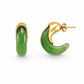 Jade Crescent Hoop 18K Gold-Plated Earrings