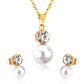 Pearl & CZ Drop 18K Gold-Plated Jewellery Set (3 Pcs)