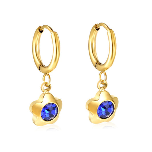 Sapphire Flower 18K Gold Plated Children's Hoops