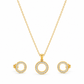 Crystal Halo Circle 18K Gold-Plated Jewellery Set (3 Pcs)