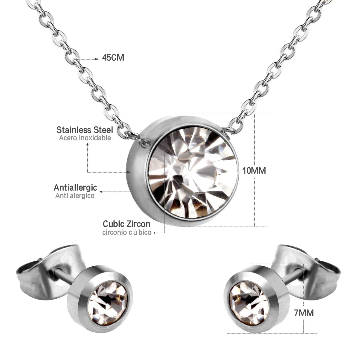 Floating Solitaire CZ Jewellery Set (3 Pcs)