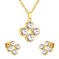 Four-Leaf CZ Cluster 18K Gold-Plated Jewellery Set (3 Pcs)