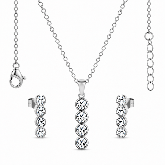 Crystal Stack Drop Jewellery Set (3 Pcs)