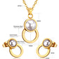 Pearl & Circle Drop 18K Gold-Plated Jewellery Set (3 Pcs)