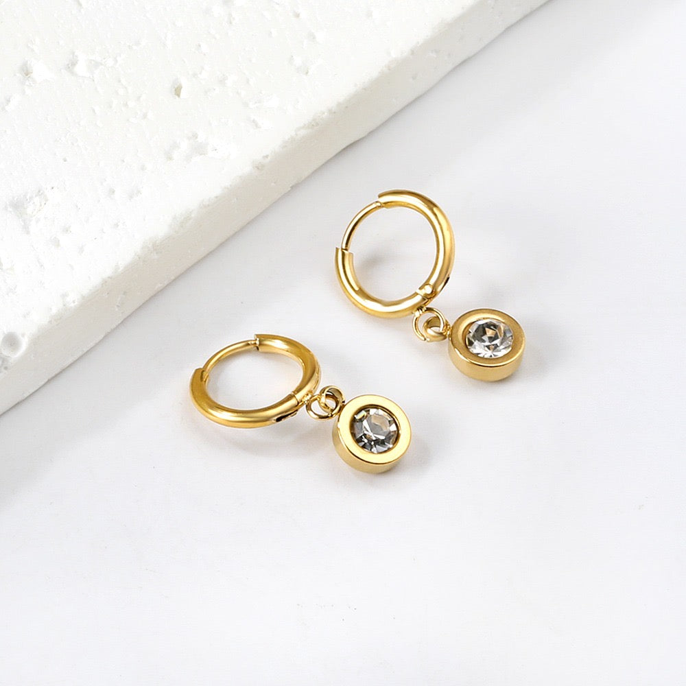 Solitaire 18K Gold Plated Children's Hoops