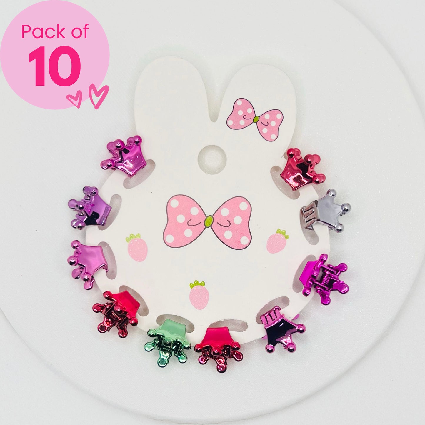 Crown Mini Claw Clips - Set of 10 - Twisty Locks  - Kids and Women Hair Accessories, Fashion Clothing and Jewellery India