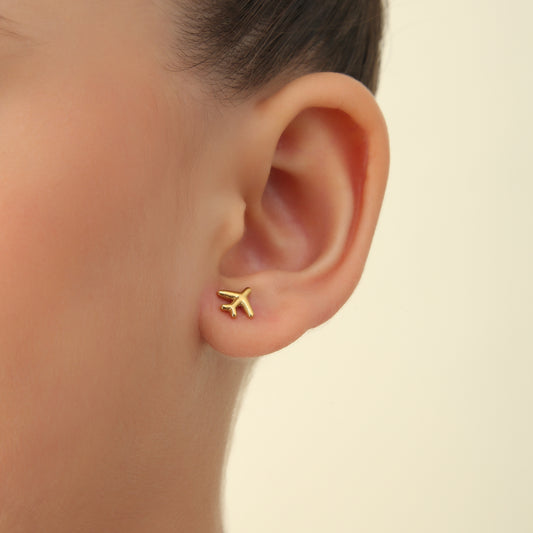 Cute Airplane 18K Gold Plated Children's Earrings - Twisty Locks  - Kids and Women Hair Accessories, Fashion Clothing and Jewellery India