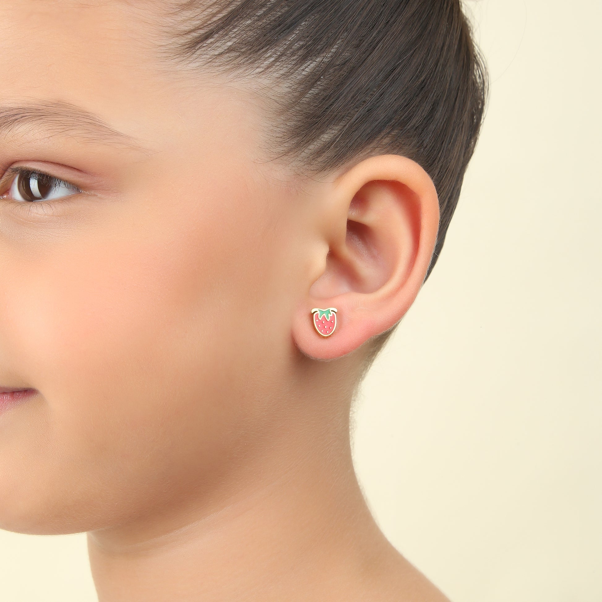 Cute Strawberry 18K Gold Plated Children's Earrings - Twisty Locks  - Kids and Women Hair Accessories, Fashion Clothing and Jewellery India