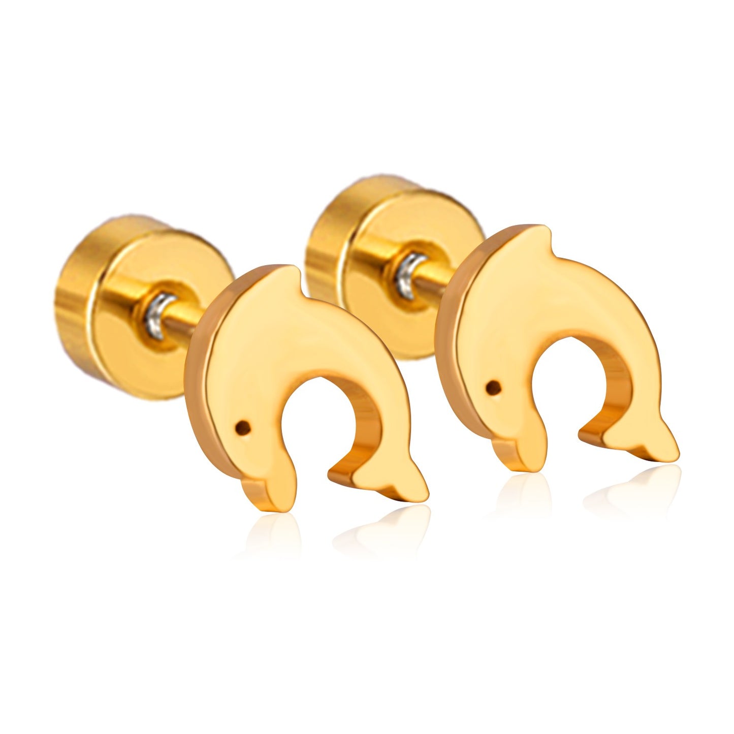 Dolphins 18K Gold Plated Children's Earrings - Twisty Locks  - Kids and Women Hair Accessories, Fashion Clothing and Jewellery India