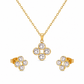 Four-Leaf CZ Cluster 18K Gold-Plated Jewellery Set (3 Pcs)