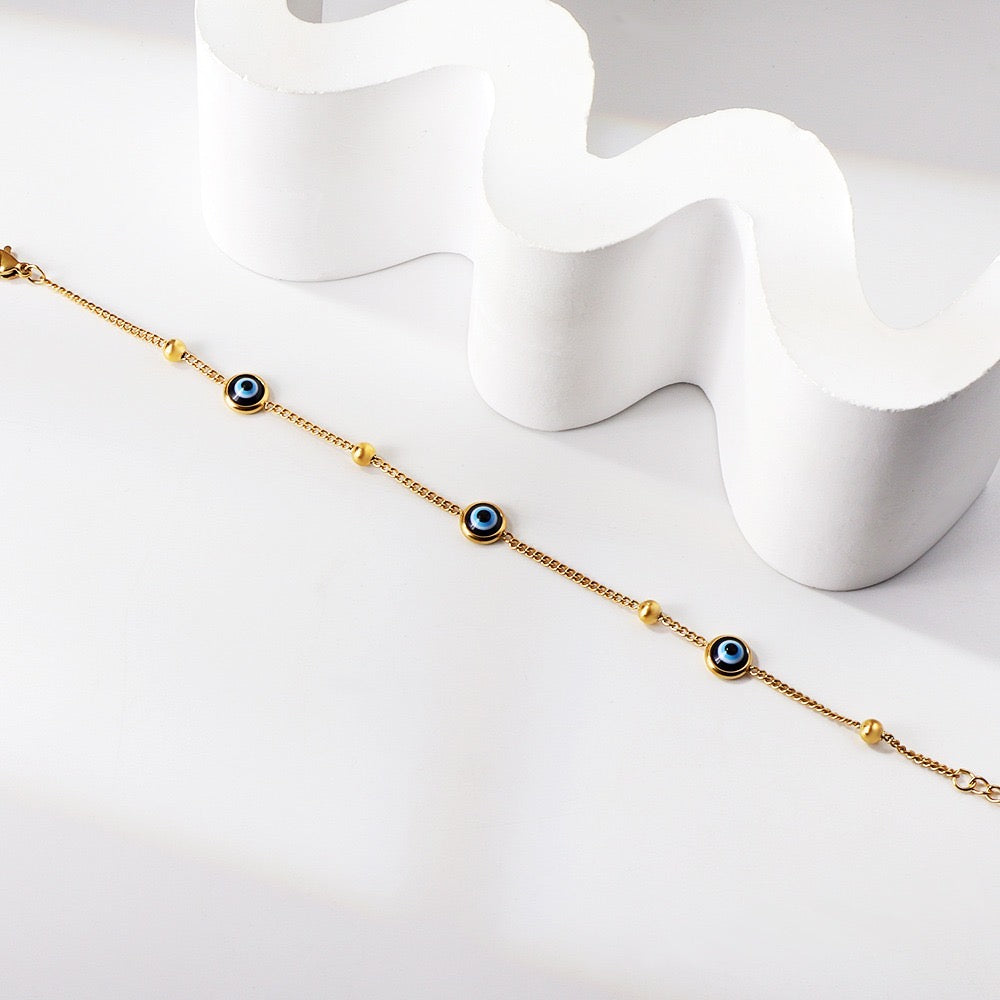 Evil Eye 18K Gold Plated Children's Bracelet - Twisty Locks  - Kids and Women Hair Accessories, Fashion Clothing and Jewellery India