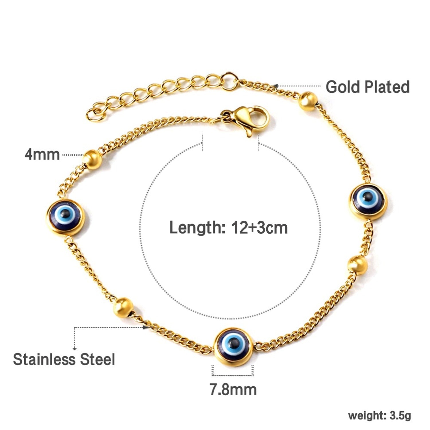 Evil Eye 18K Gold Plated Children's Bracelet - Twisty Locks  - Kids and Women Hair Accessories, Fashion Clothing and Jewellery India