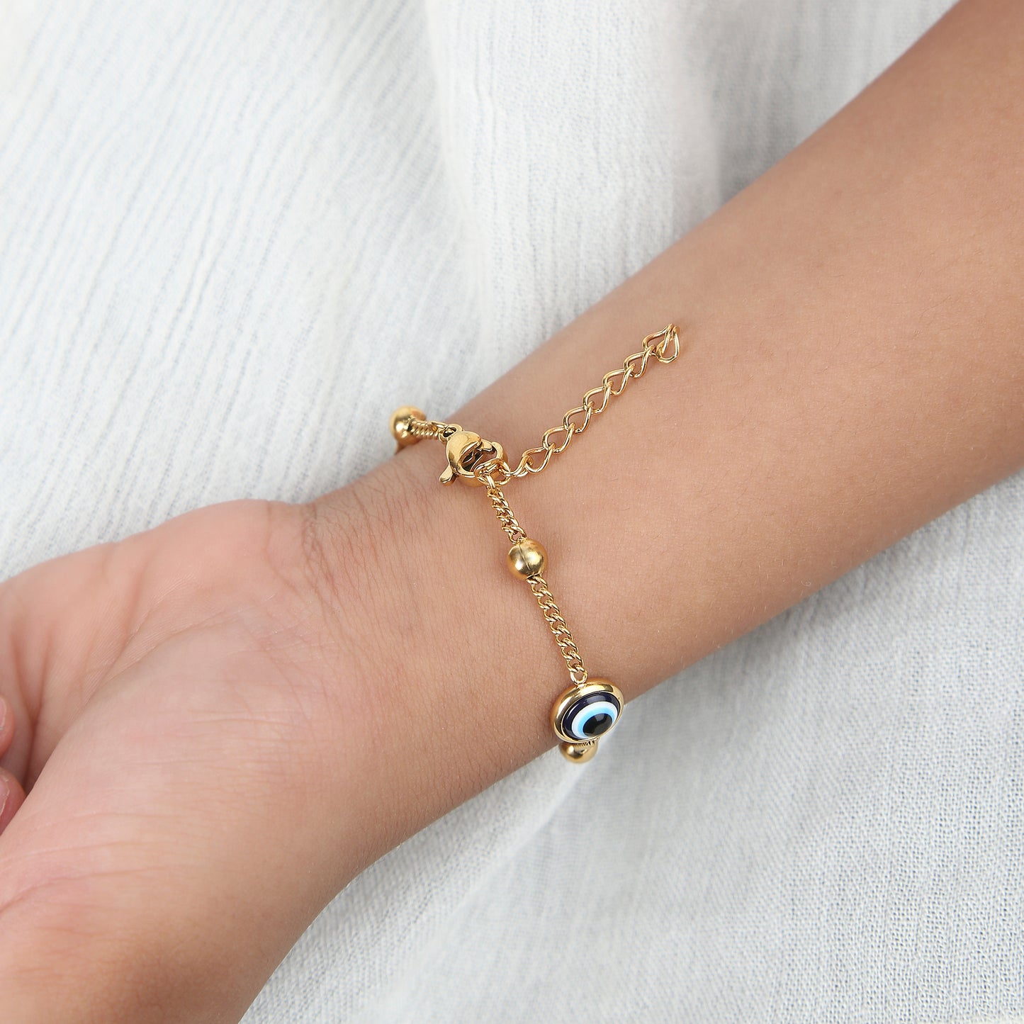 Evil Eye 18K Gold Plated Children's Bracelet - Twisty Locks  - Kids and Women Hair Accessories, Fashion Clothing and Jewellery India