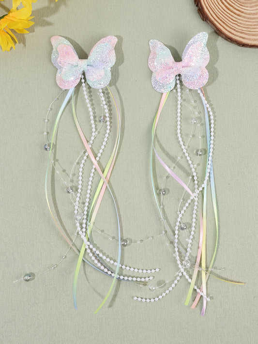 Glitter Pearl Tail Butterflies Set of 2 - Twisty Locks  - Kids and Women Hair Accessories, Fashion Clothing and Jewellery India
