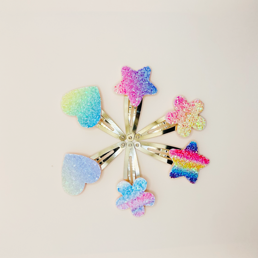 Glitter Sparkle Tic Tac Snap Pins - Set of 6 - Twisty Locks  - Kids and Women Hair Accessories, Fashion Clothing and Jewellery India