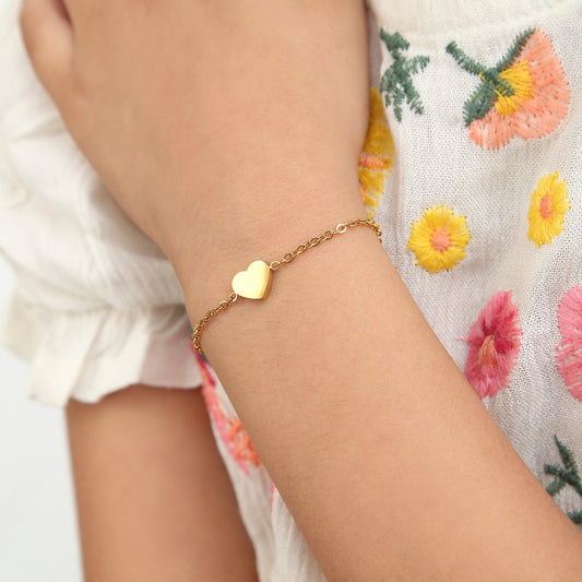 Gold Heart 18K Gold Plated Children's Bracelet - Twisty Locks  - Kids and Women Hair Accessories, Fashion Clothing and Jewellery India