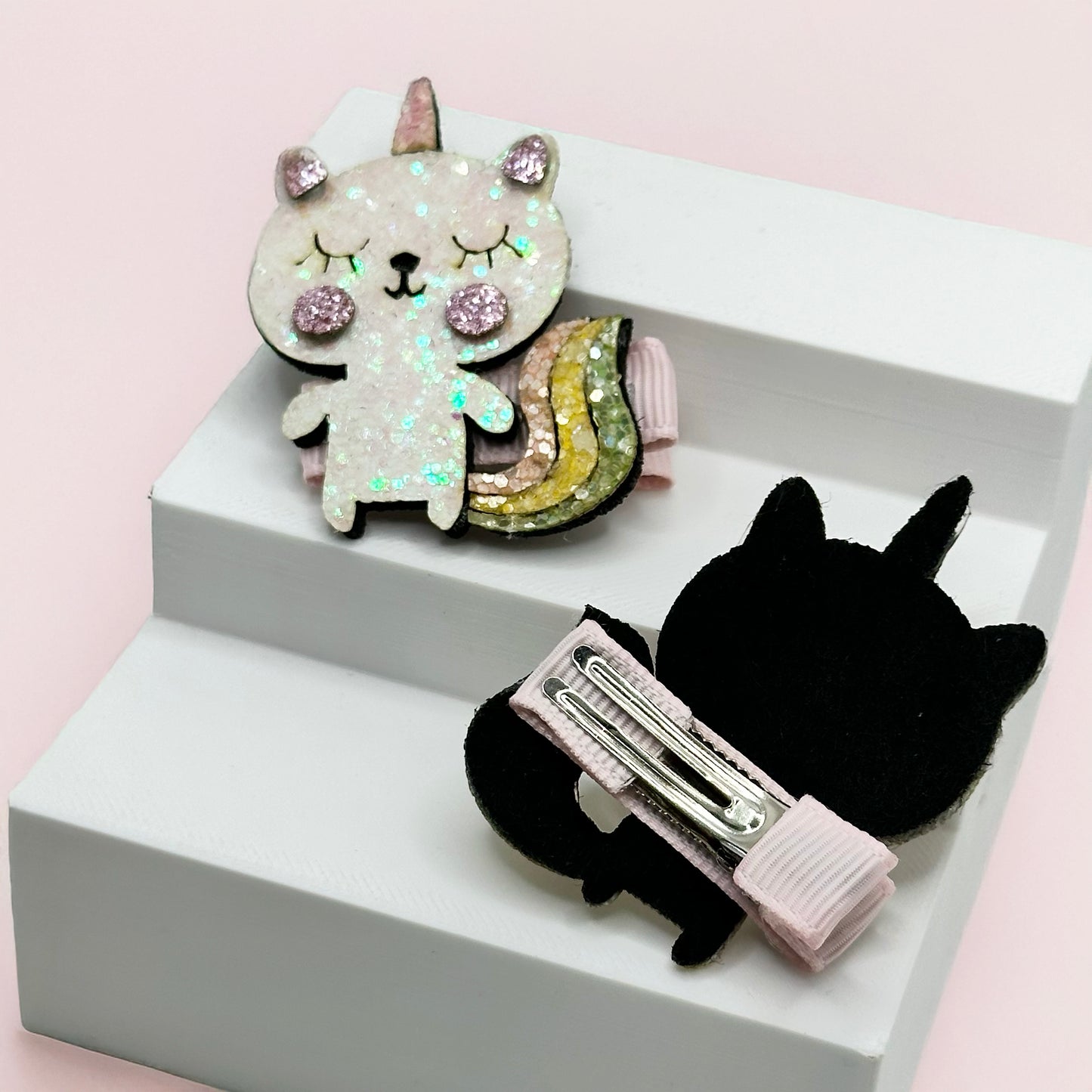 Kitty Unicorn Clips - Set of 2 - Twisty Locks  - Kids and Women Hair Accessories, Fashion Clothing and Jewellery India