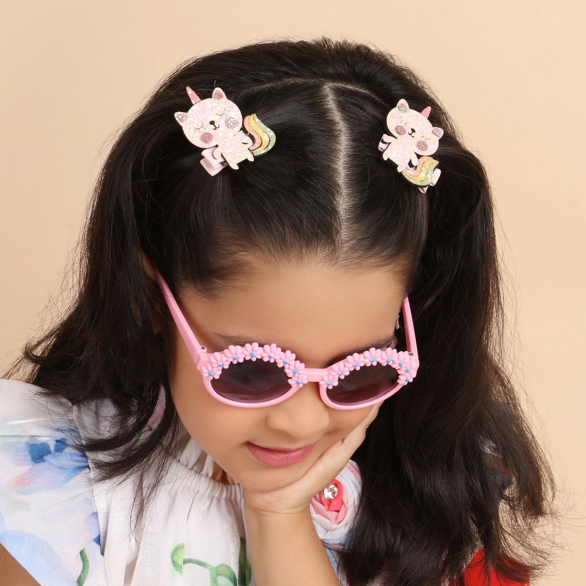 Kitty Unicorn Clips - Set of 2 - Twisty Locks  - Kids and Women Hair Accessories, Fashion Clothing and Jewellery India